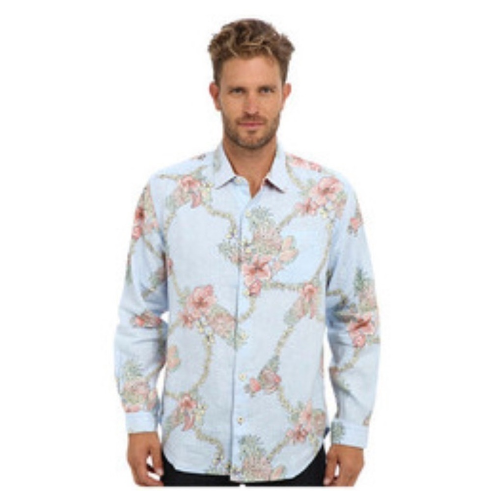 Tommy Bahama Relax Men’s Linen Long Sleeve Button Down Shirt Floral Print Sz XXL